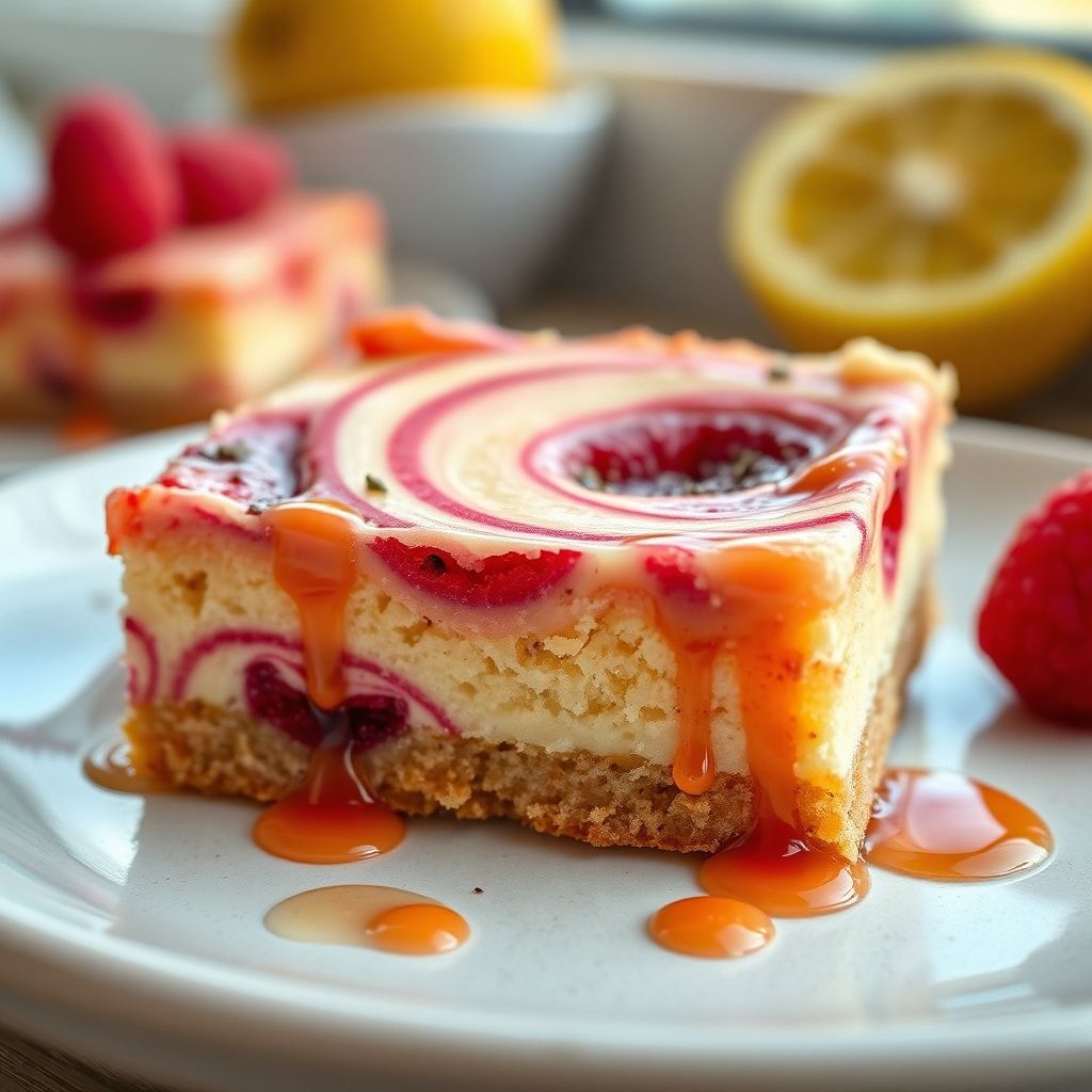 Easy Lemon Raspberry Swirl Bars Recipe for Dessert (One-Bowl, 40-Minute Treat) finished