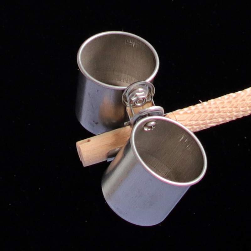 Stainless steel feeding bowl with holder clip for birds