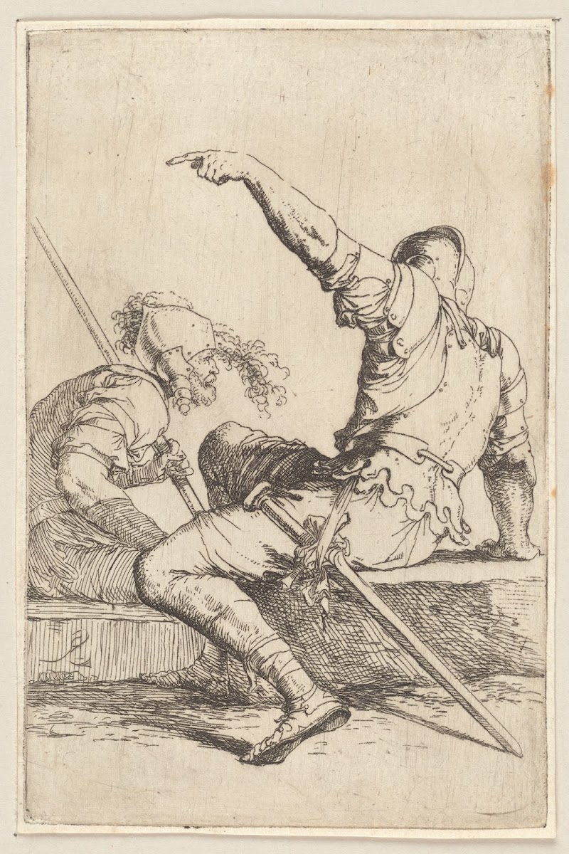 Two soldiers Seated on a Rectangular Stone 1656   1657