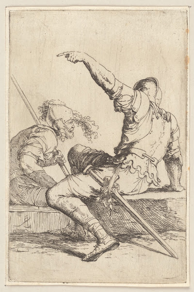 Two soldiers Seated on a Rectangular Stone 1656   1657