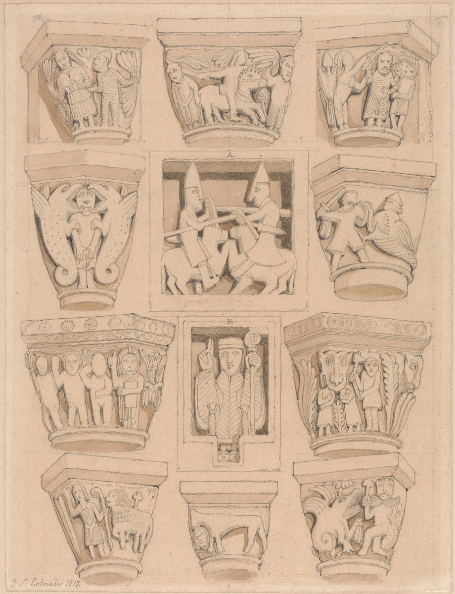 Capitals and A  B Bas Reliefs in the Abbey Church of Saint Georges de Bochervill