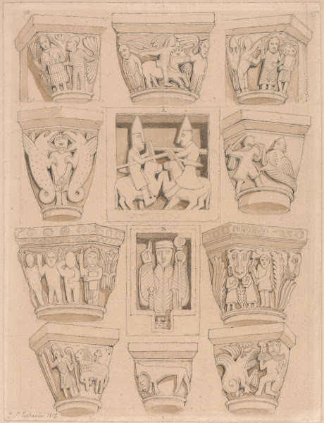 Capitals and A  B Bas Reliefs in the Abbey Church of Saint Georges de Bochervill
