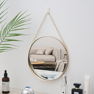 Wall mirror with iron frame, round