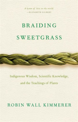 The flat front book cover for Braiding Sweetgrass