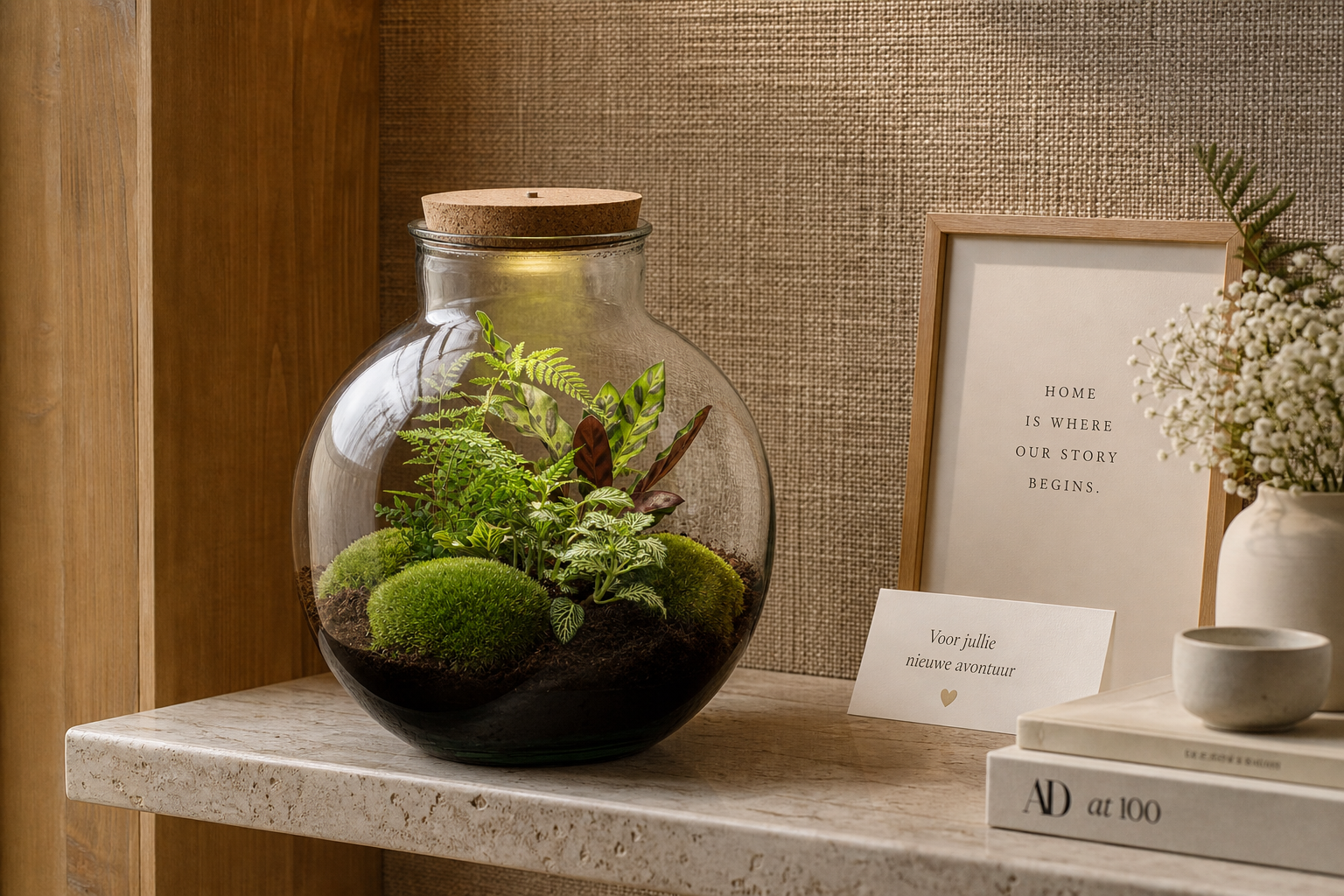 Bolder Bob - Terrarium with light - Bottle garden DIY kit