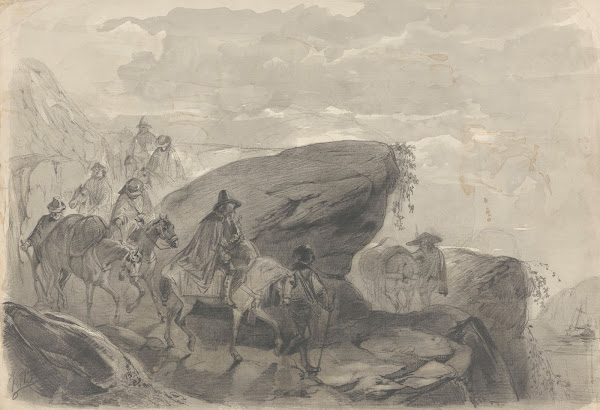Landschap met een stoet reizigers 1848   1927