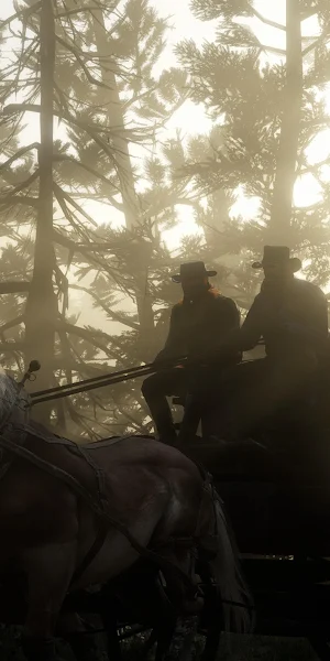 Red Dead Redemption 2, Horse-Drawn Carriage, Western, Game Art 4K Wallpaper Background