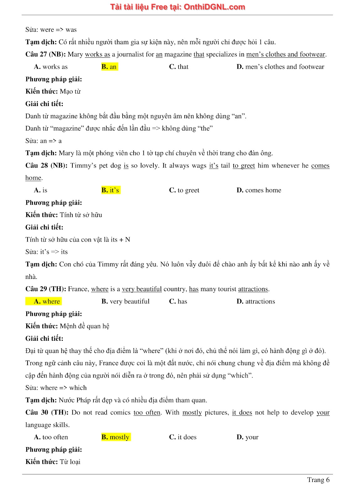 800 bài tập môn Tiếng Anh - Ôn thi ĐGNL ĐHQG TP HCM Phần 11