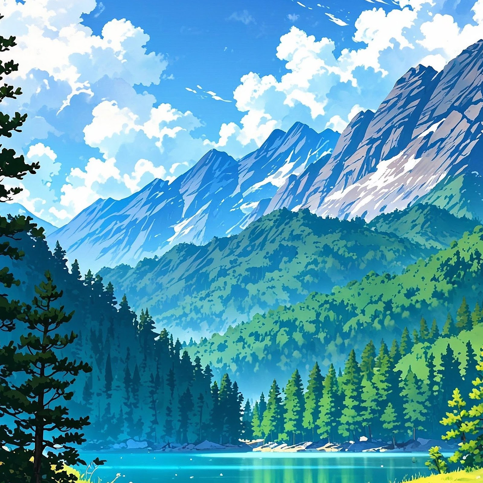 Download Serene Mountain Lake Landscape 2K iPhone