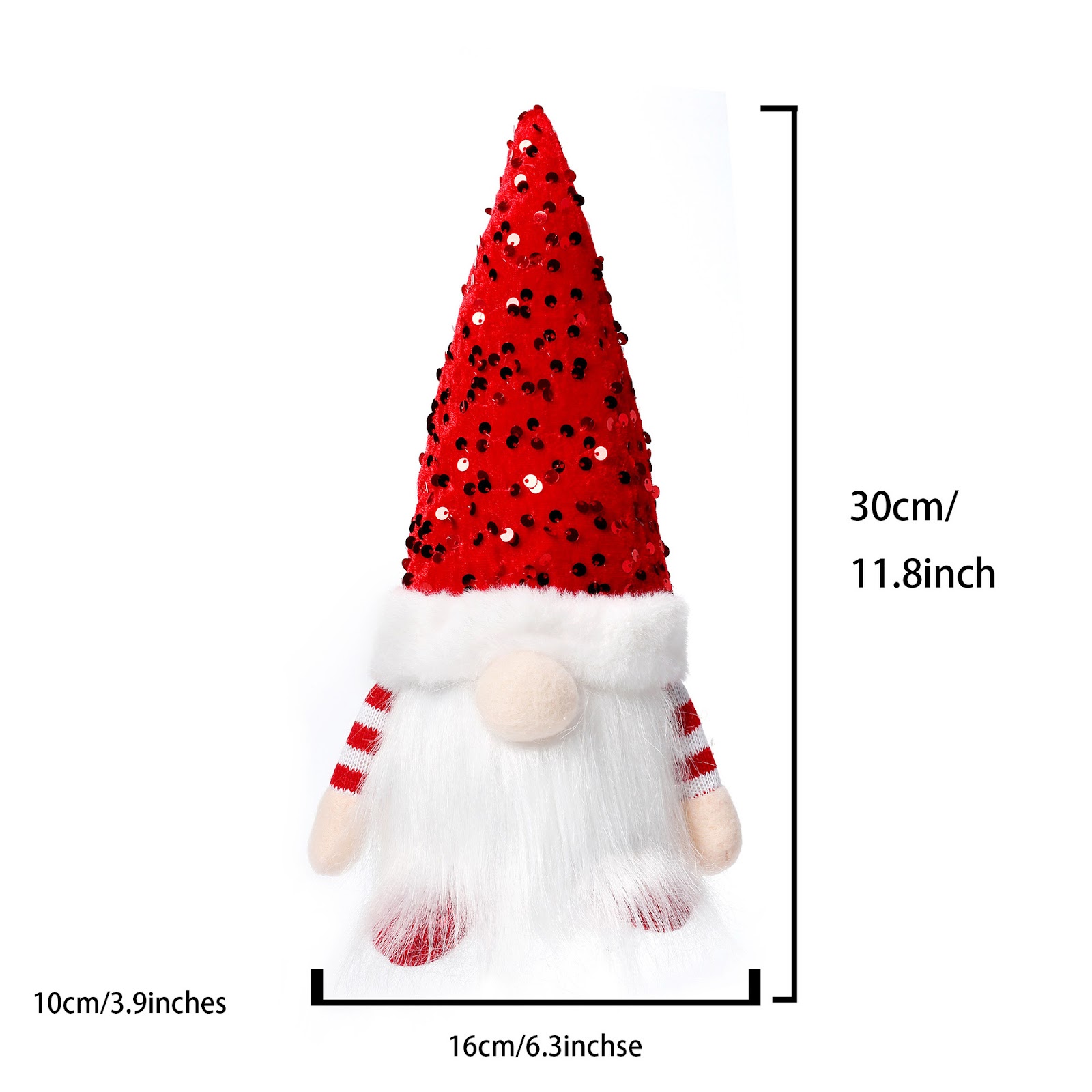 Illuminated Christmas Gnome Figure with Sequined Hat