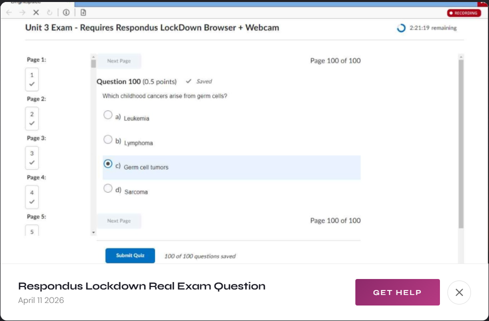 Respondus Lockdown Real Exam Question