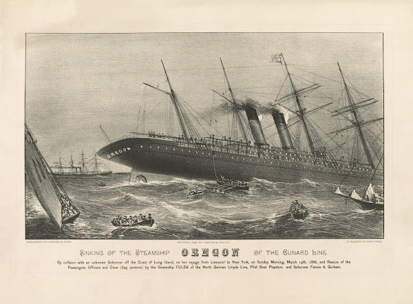 Sinking of the steamship Oregon of the Cunard Line 1886