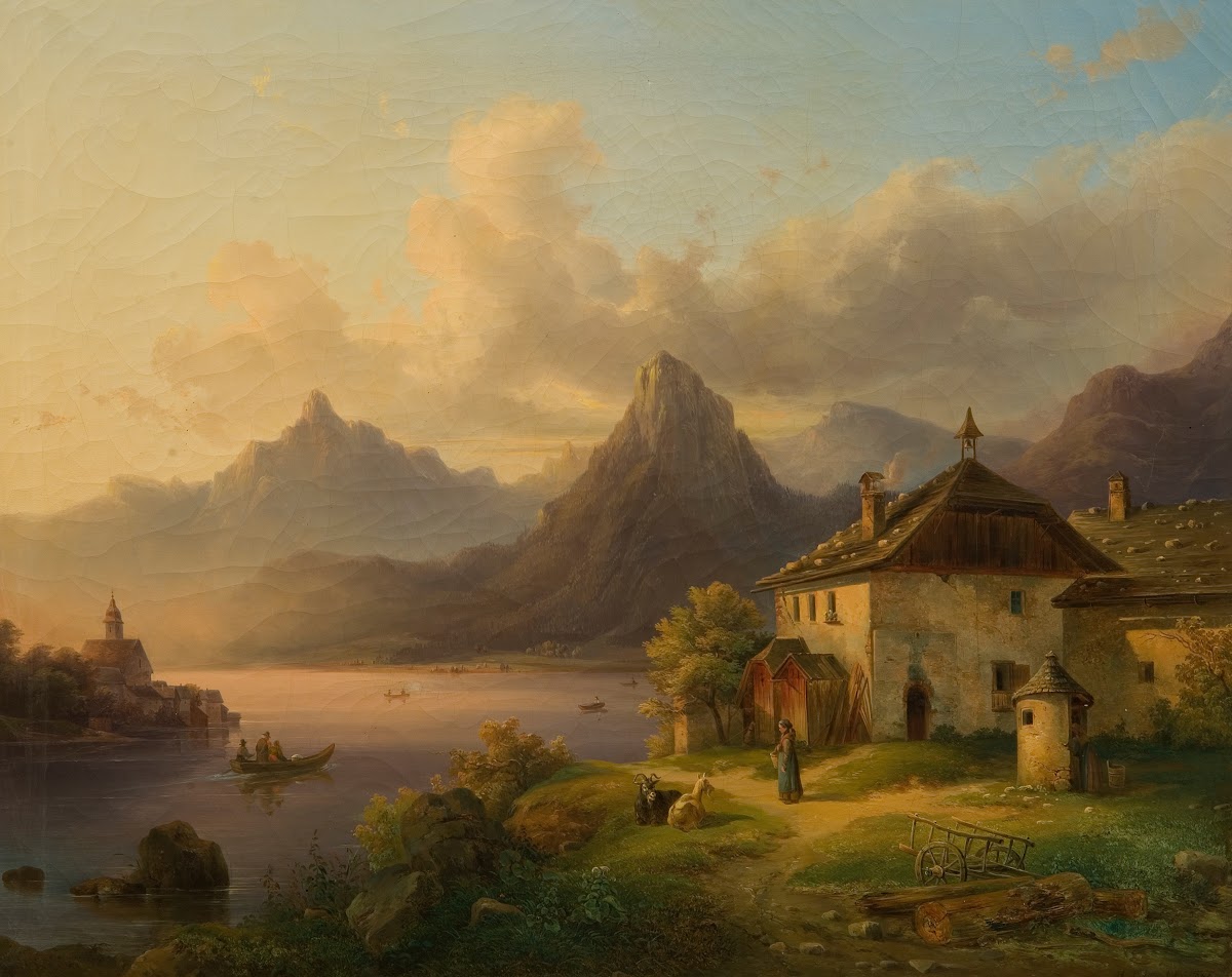 Landschaft mit Bergsee 1849