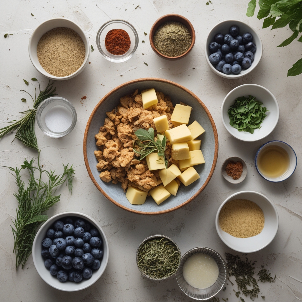 Ingredients for Overnight Blueberry French Toast Casserole Recipe – Easy & Delicious Breakfast