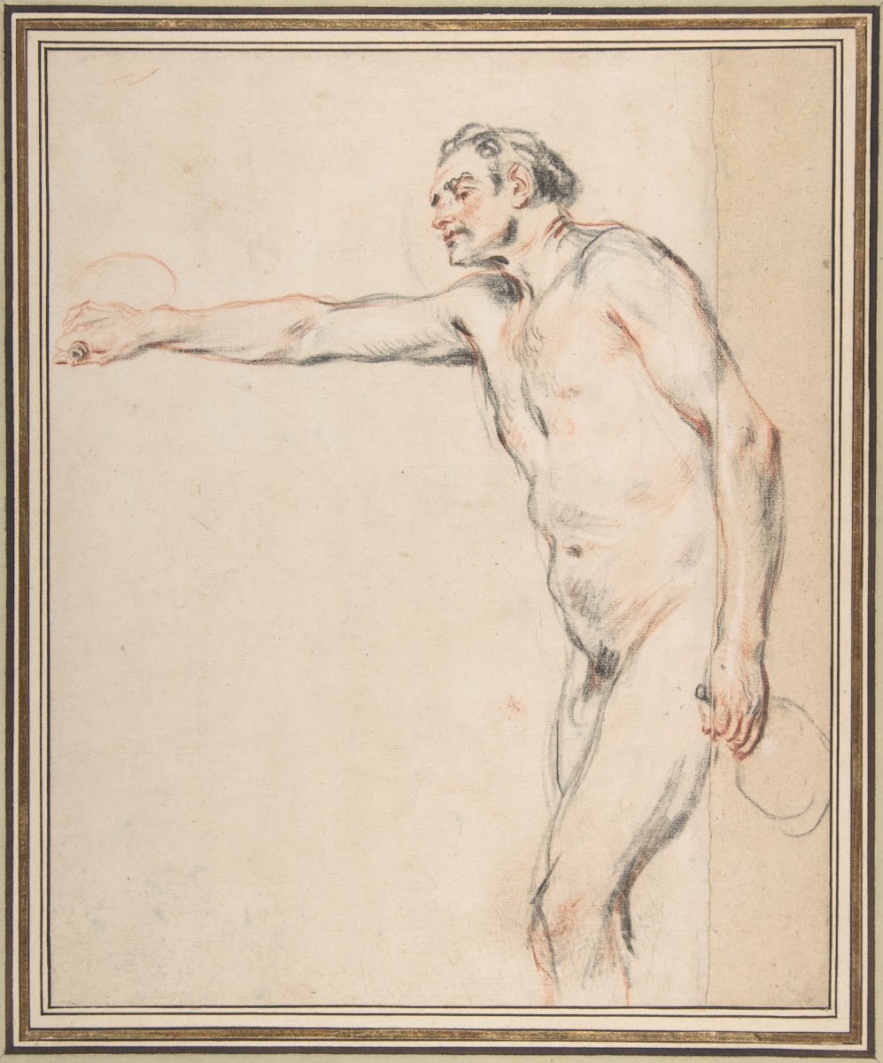 Study of a Nude Man Holding Bottles ca 171516