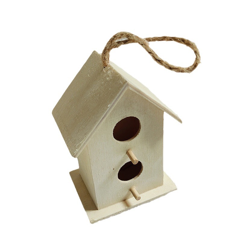 Pine wood birdhouse for hanging