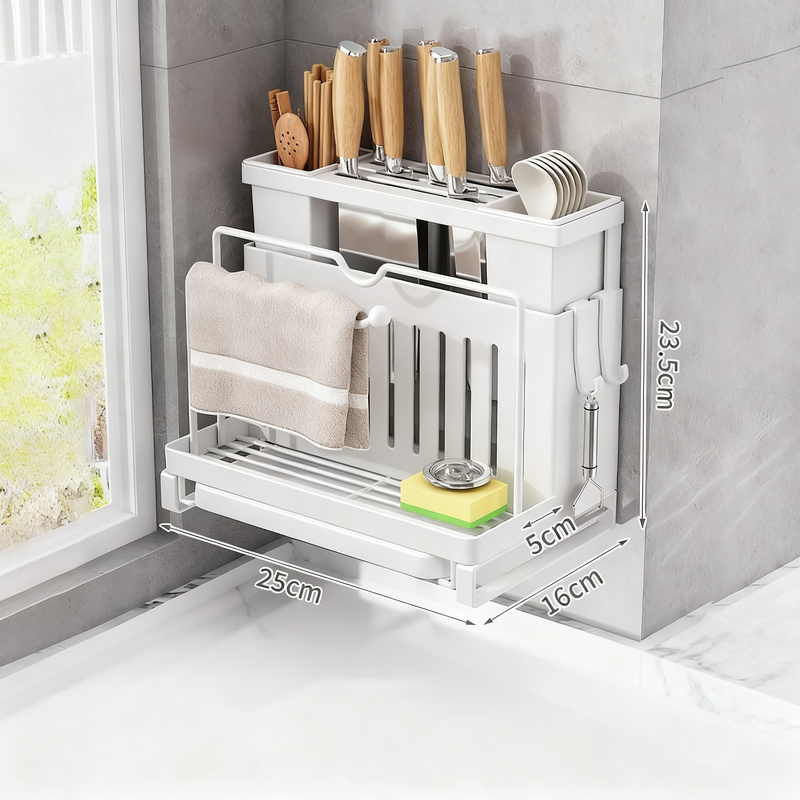 Knife and cutting board stand, steel, multifunctional