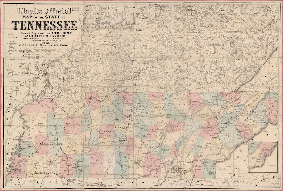 Lloyds official map of the State of Tennessee 1862