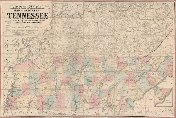 Lloyds official map of the State of Tennessee 1862
