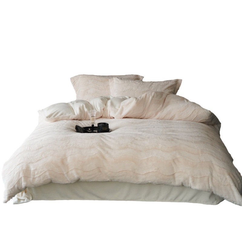 Winter-Bettwäsche-Set, Milchfleece, 4-teilig, einfarbig
