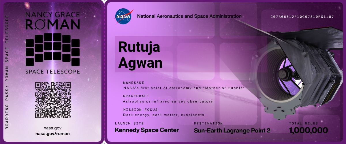 Nancy Grace Roman Space Telescope boarding pass — Rutuja Agwan