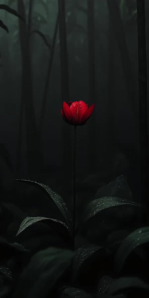 Red Tulip, Dark Floral, Moody Nature, Flower Photography 4K iPhone Wallpaper Background