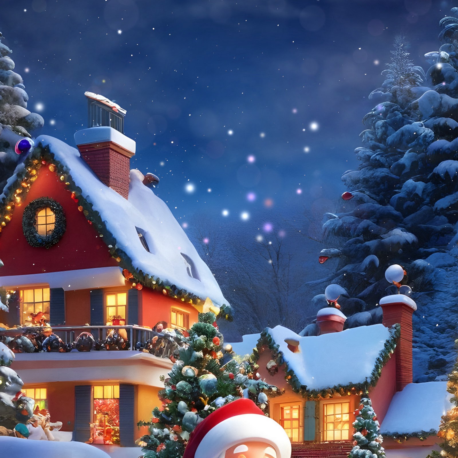 Download Cute Santa Claus in Snowy Village Full HD iPhone