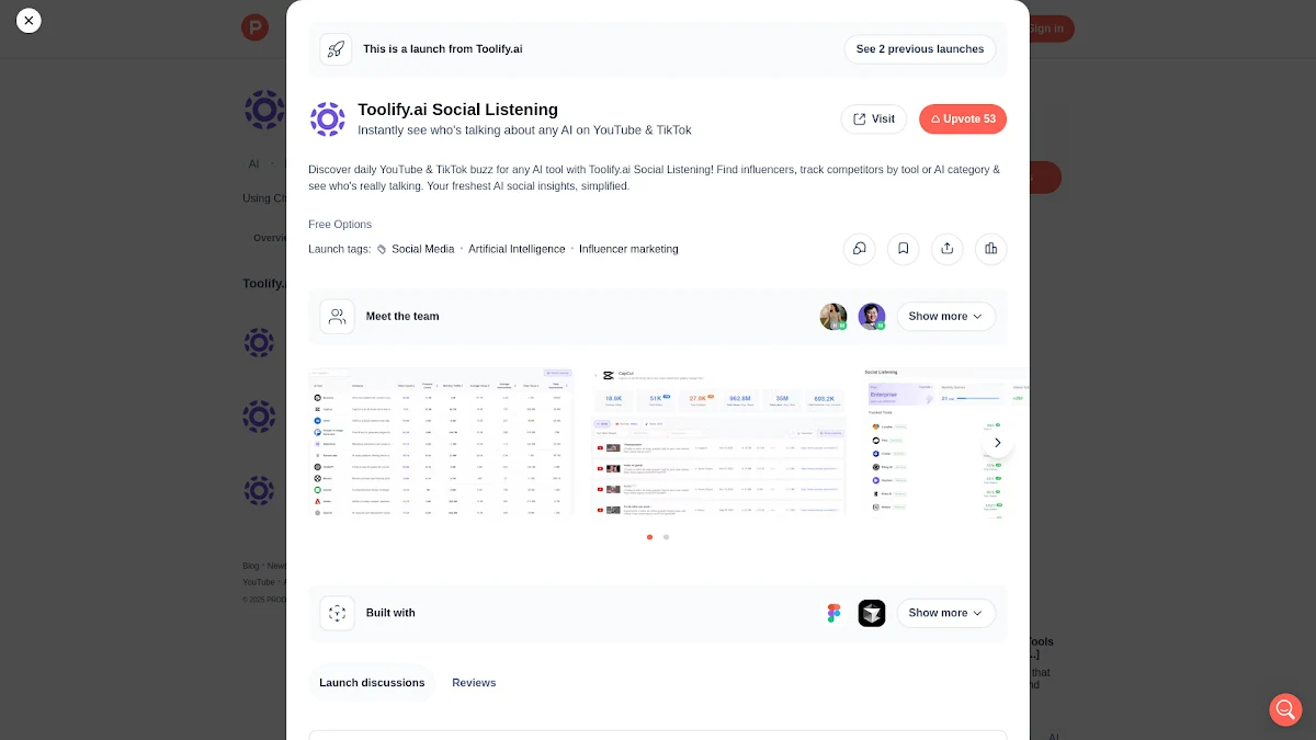 Captura de Toolify.ai Social Listening