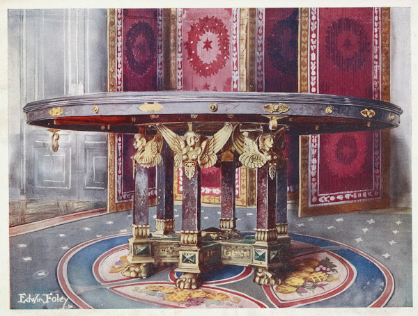 Circular table of various marbles with chased gilt mounts 1910   1911