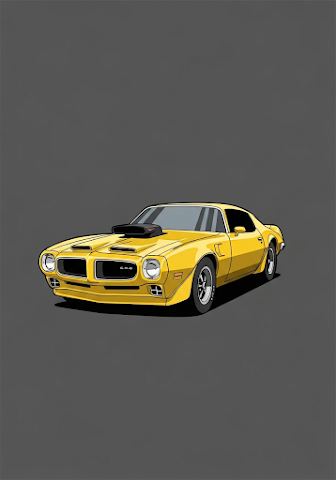 Yellow Classic Muscle Car Illustration