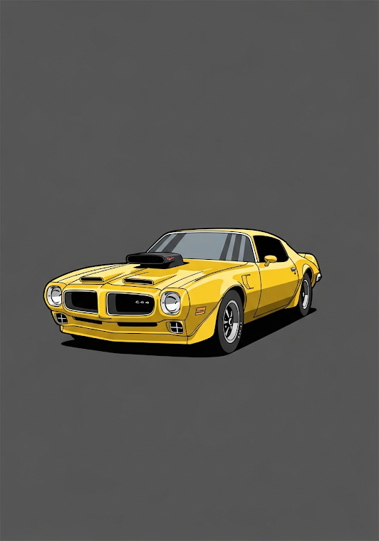 Yellow Classic Muscle Car Illustration