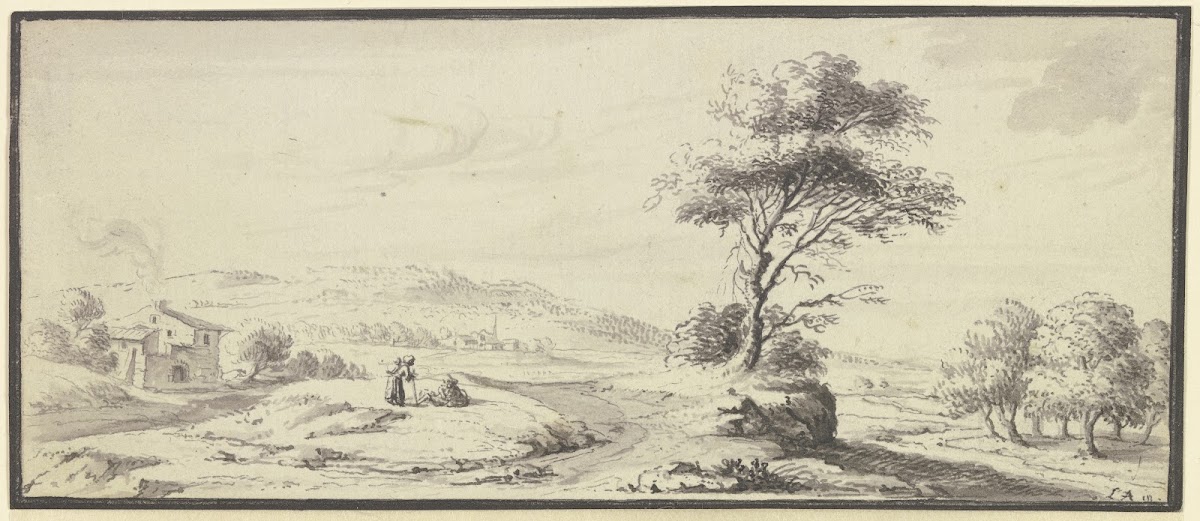 Weite Landschaft mit Bäumen 1744