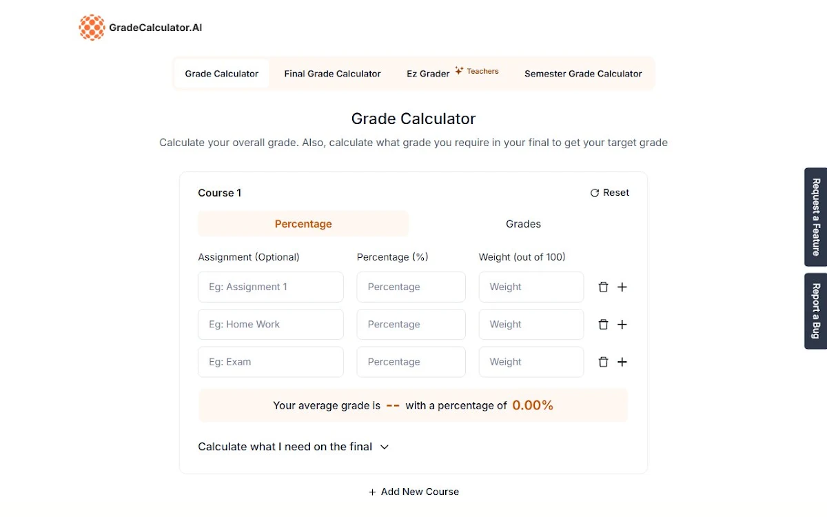 Captura de Grade Calculator AI