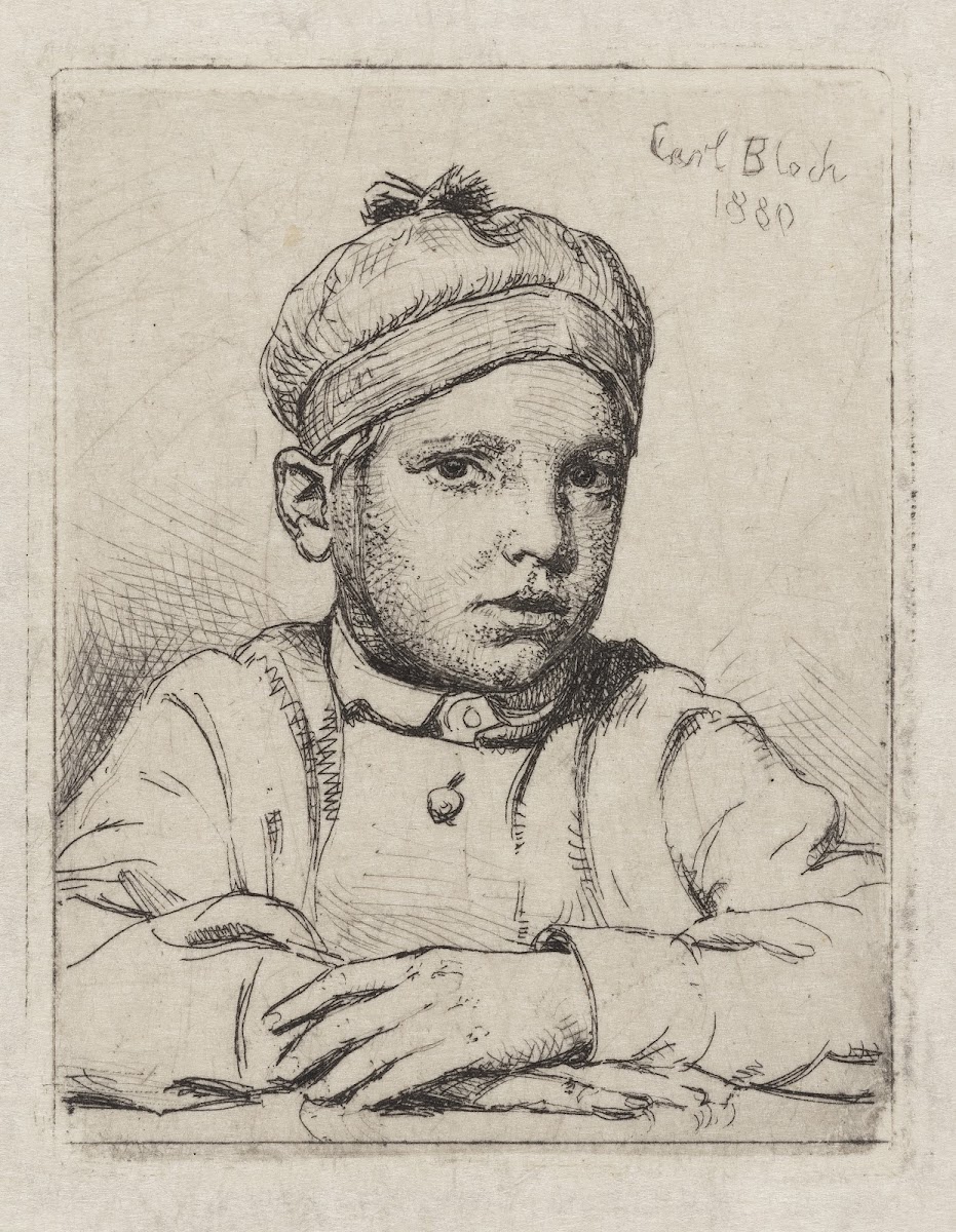 Drengen med hue på hovedet Barneportræt af Emanuel Trepka Bloch 1880