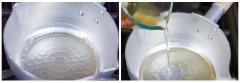 Cho 2 muỗng canh rượu mirin vào nồi và đun sôi cho bay hết chất cồn khoảng 15 giây. Sau đó chế 150ml nước dùng dashi vào cùng 1 muỗng canh nước tương, khuấy đều, tiếp tục nấu đến khi sôi thì tắt bếp là bạn đã có ngay nước sốt rồi đó.