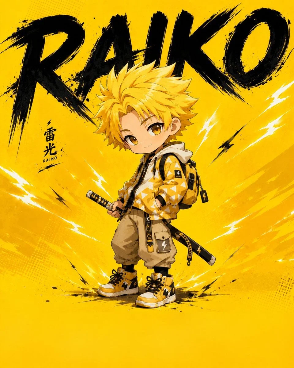 Composición de póster de anime chibi ancho