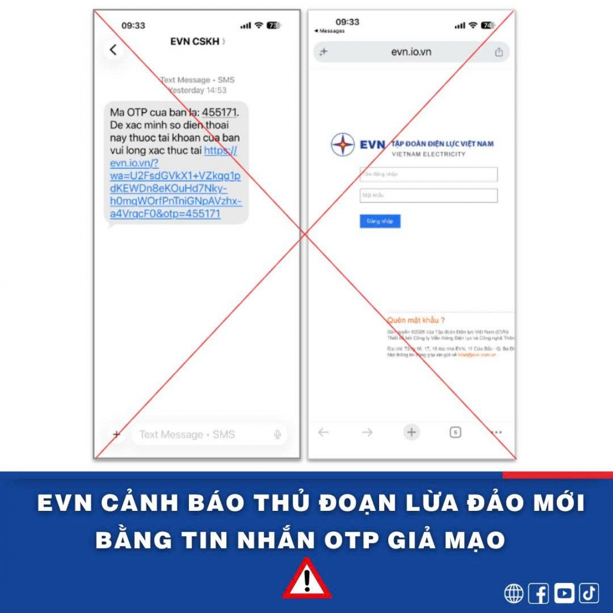 EVN Cảnh Báo Thủ Đoạn Lừa Đảo Mới Qua Tin Nhắn OTP Giả Mạo