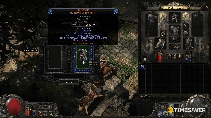Path of Exile 2 Verisium Runeforging — spending farmed Verisium to add Runic Ward, the demand that gives Aldur's Saga loot its value