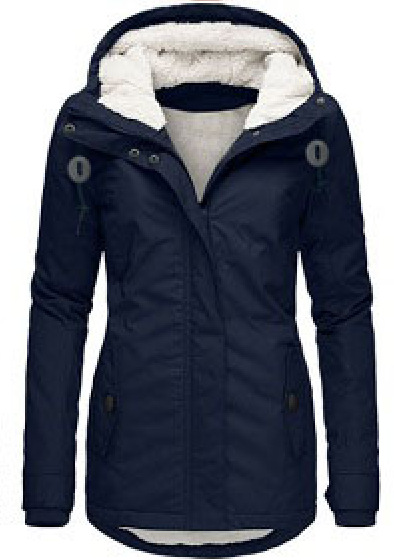 Padded parka with faux lambswool