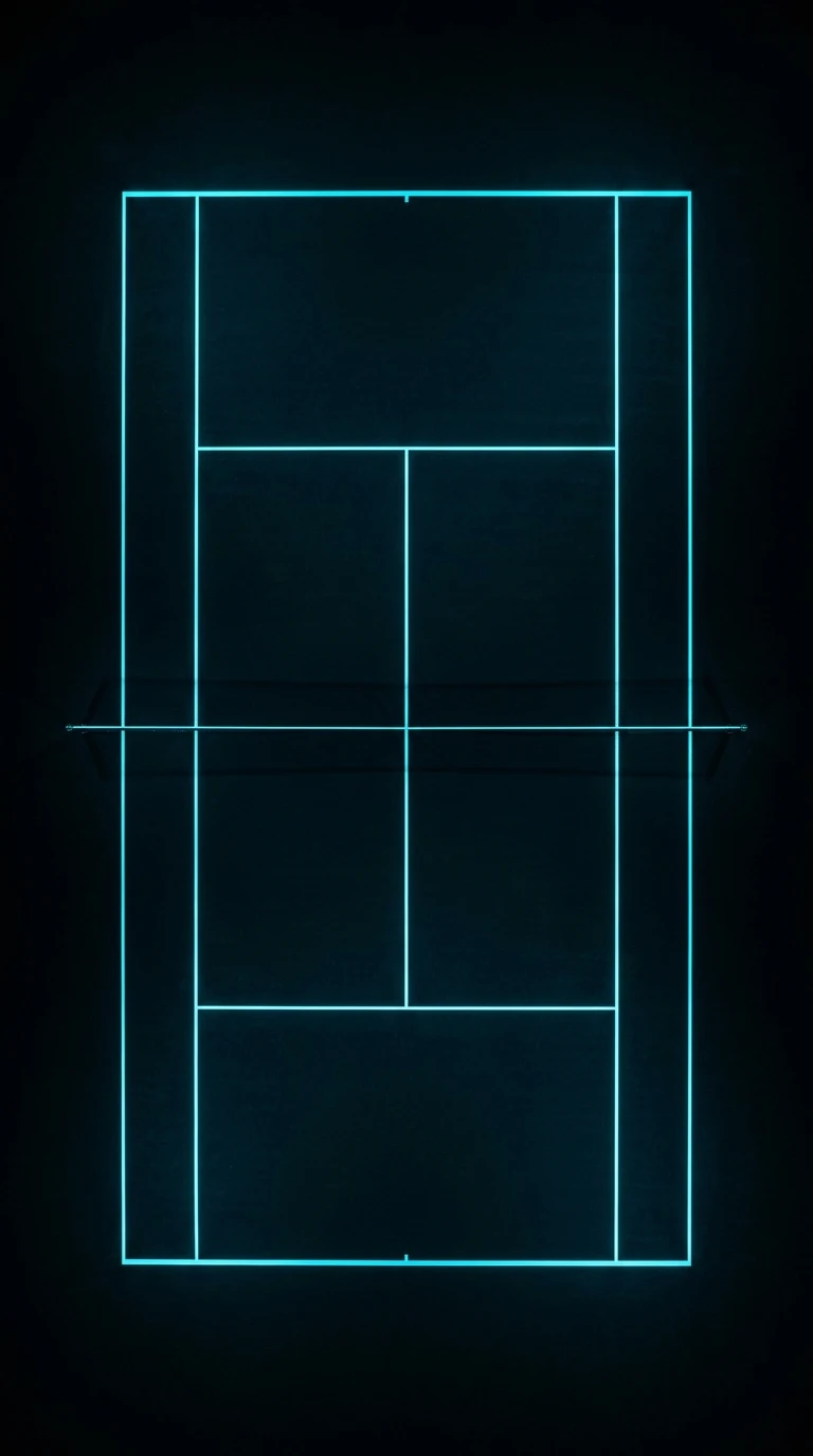 Minimalist Tennis Court at Night with Neon Blue Lighting - Free 4K mobile Wallpaper