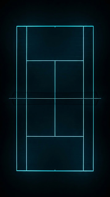 Minimalist Tennis Court at Night with Neon Blue Lighting - Free mobile Wallpaper