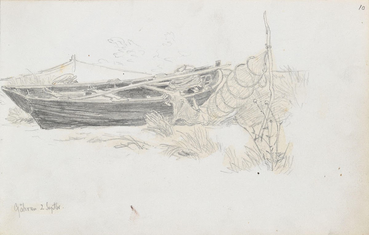 Fiskebåt på stranden Göhren 1881