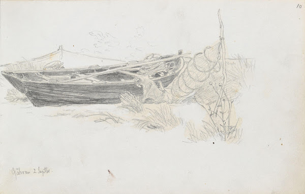 Fiskebåt på stranden Göhren 1881