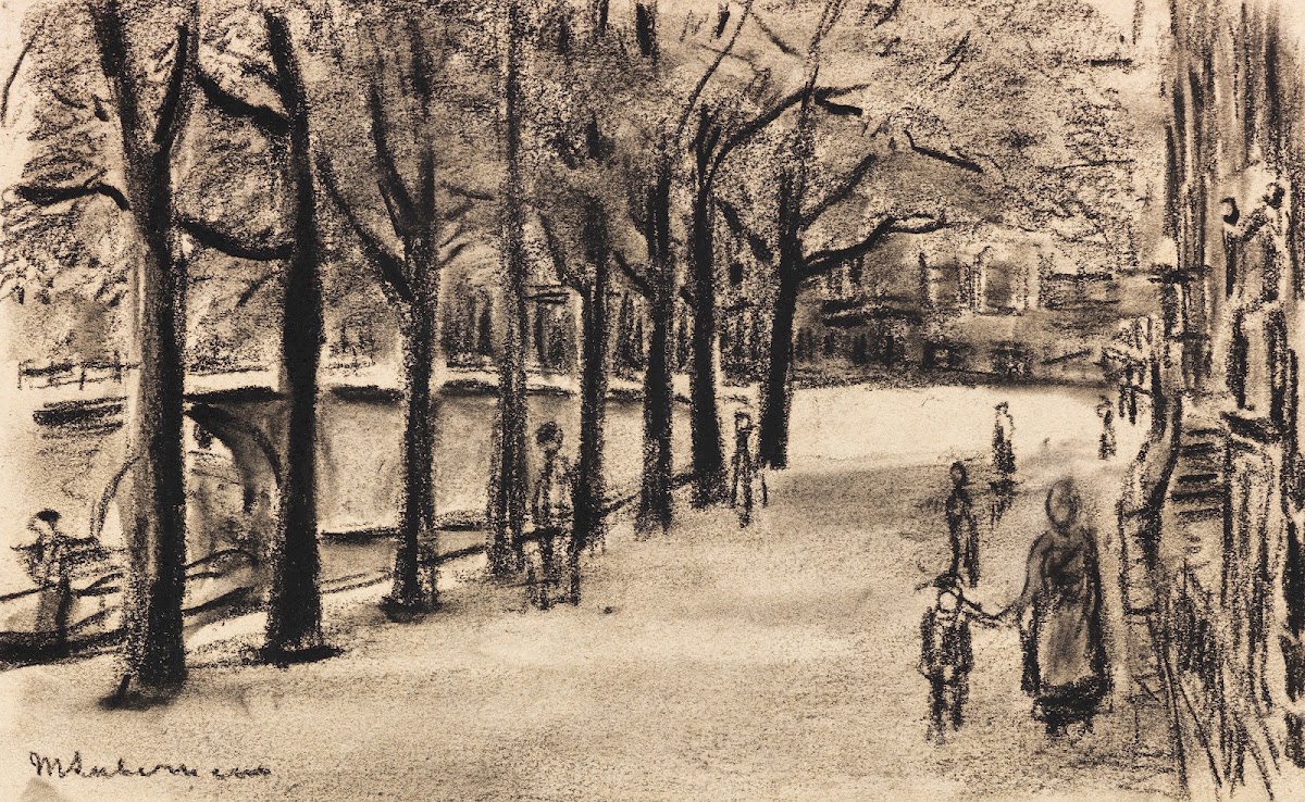 Gracht in Amsterdam mit Brücke 1906
