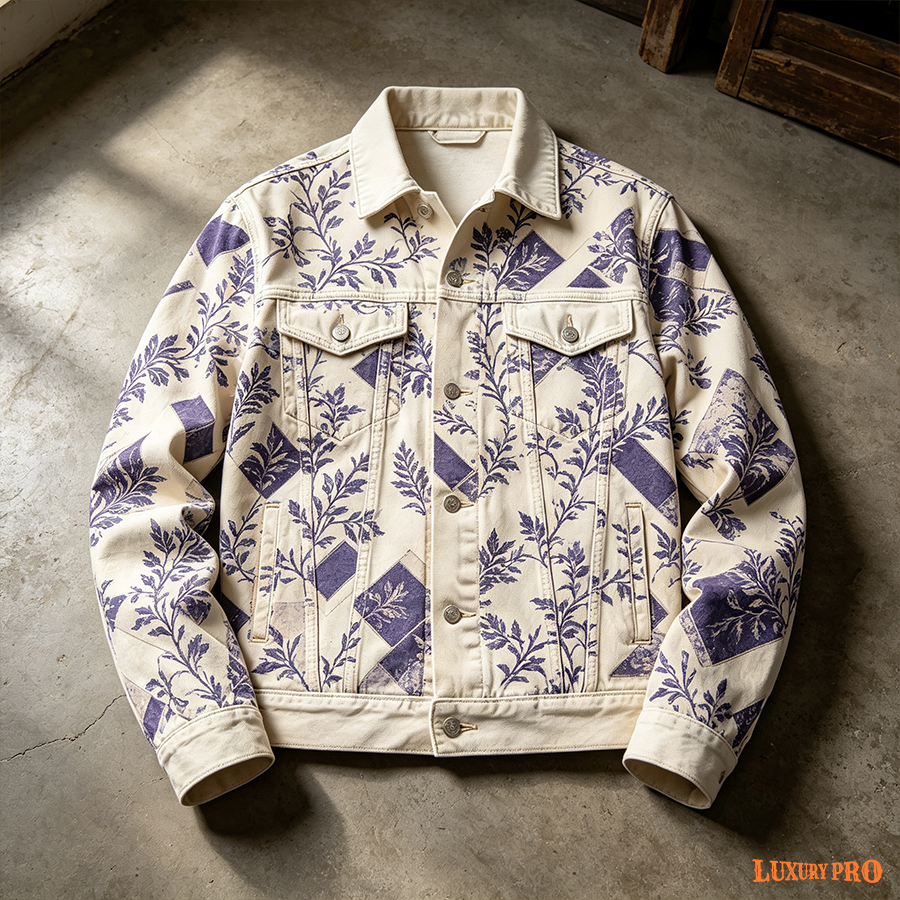 AOP Faux Denim Jacket