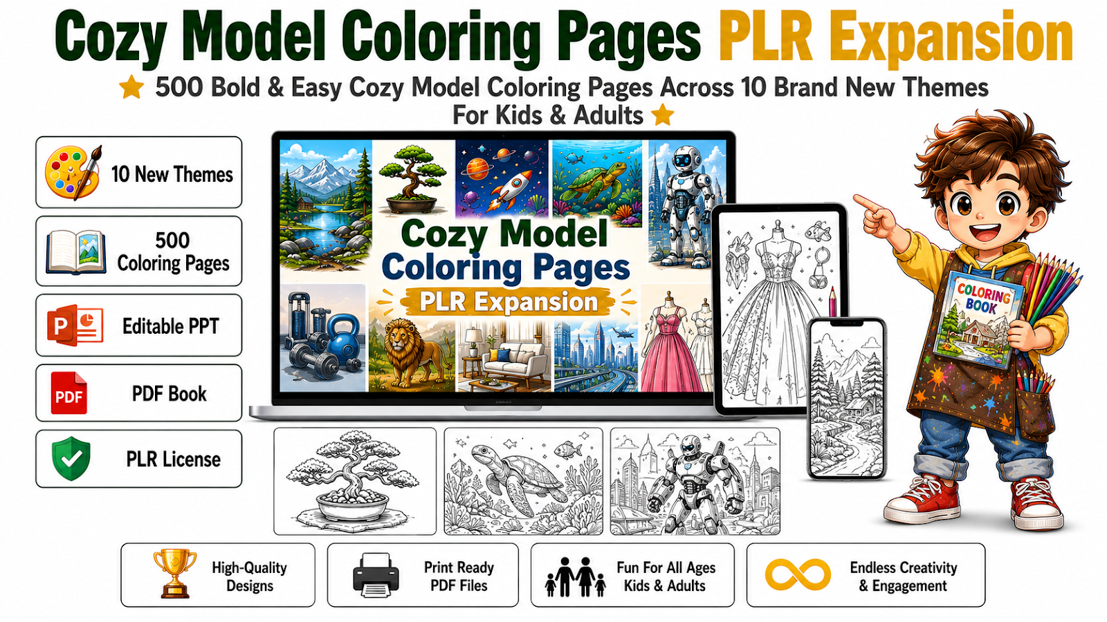 Cozy Model Coloring Pages PLR Expansion Banner