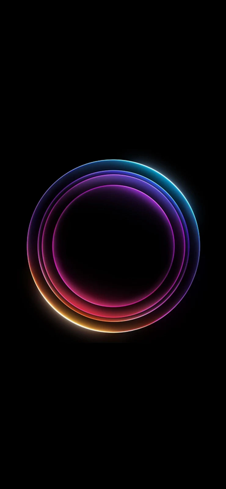 Glowing Abstract Neon Rings - Digital Abstract Art Full HD iPhone Wallpaper (1284x2778)