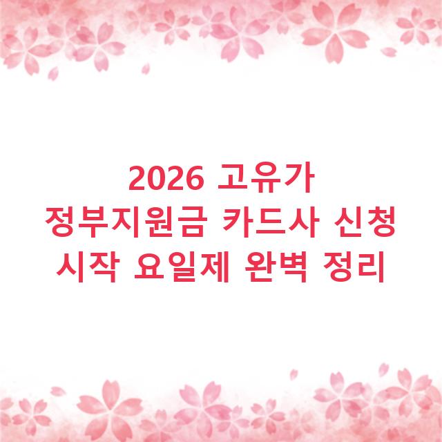 2026 고유가 정부지원금 카드사 신청 시작 요일제 완벽 정리