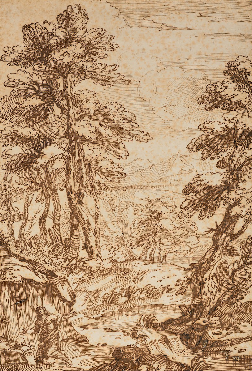 Paysage arboré avec Marie Madeleine pénitente