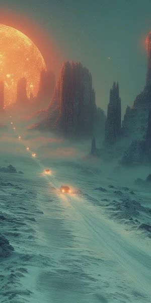 Ai Art, Car, Illustration, Sun, Mountains 5K Wallpaper Background